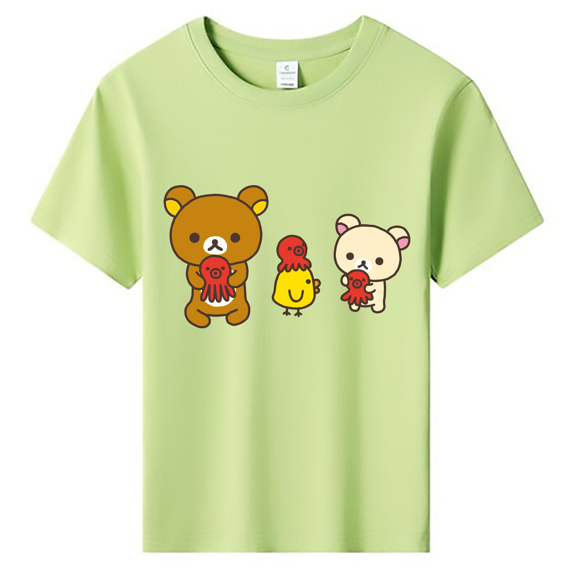 （画像用） リラックマ リラックマ キイロイトリ Rilakkuma Korilakkuma Kiiroitori 綿100％キッズTシャツ（フロントプリント）